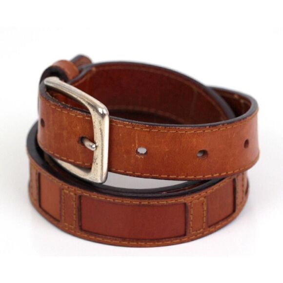 Fossil TAN BROWN GENUINE LEATHER 1"Wd CASUAL DRESS WOMEN'S BELT Sz M (P23 - Picture 3 of 13